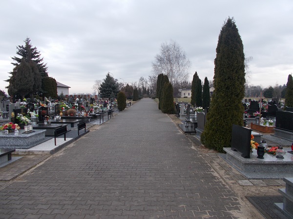 zdjęcie przedstawiające alejkę cmentarną